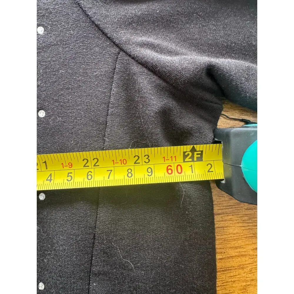 NWT Juicy Couture Black Rhinestone Zip Hoodie XL Hi Low Hem Y2K - Picture 7 of 11